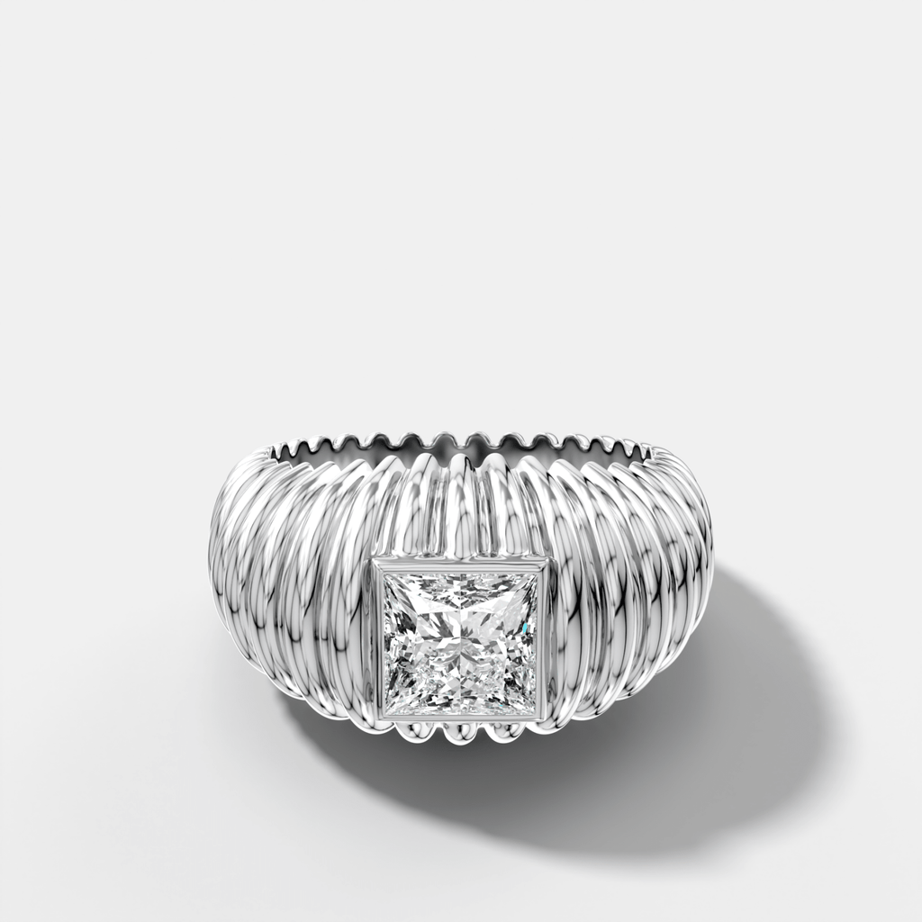 Accordion Cigar Band with a Princess Cut Diamond