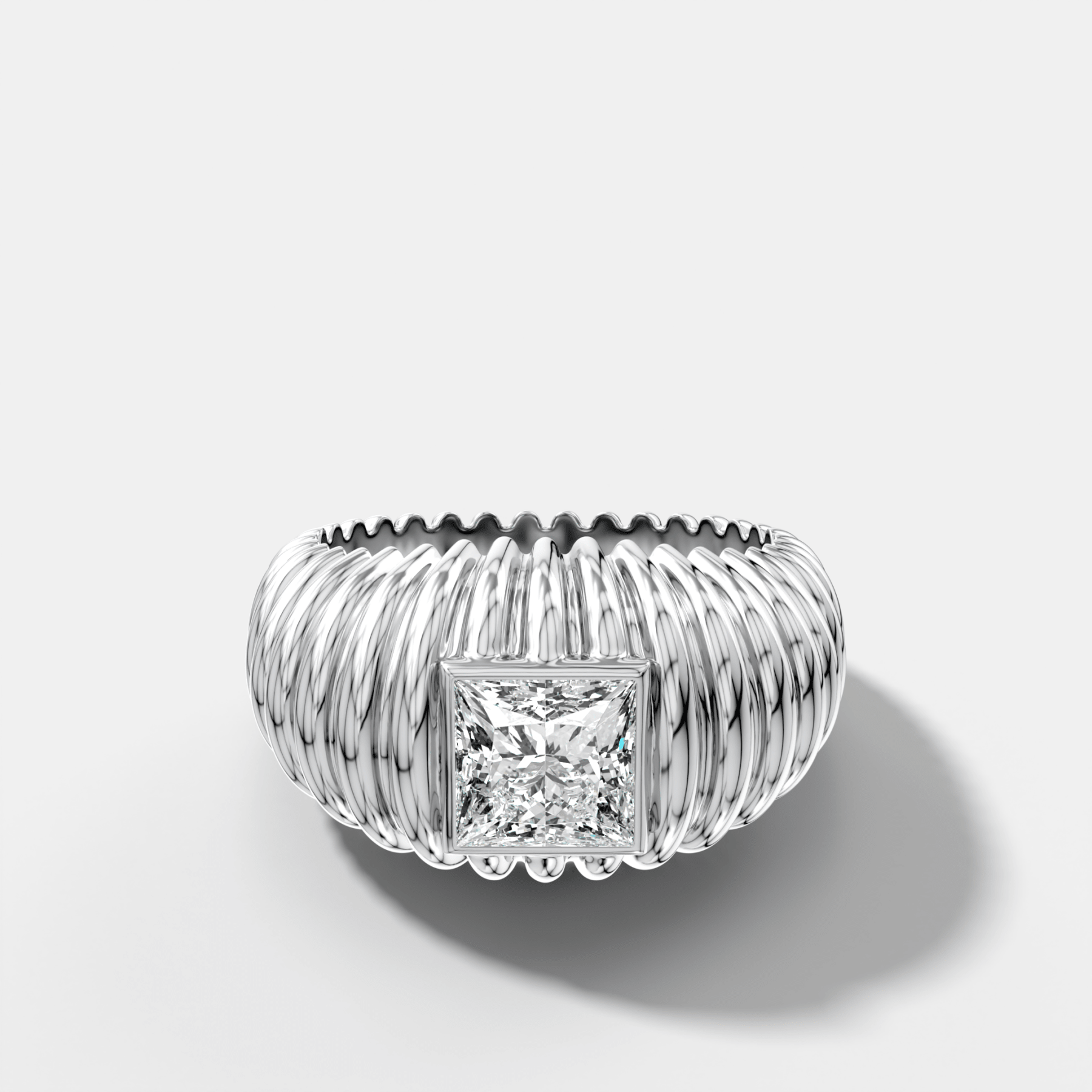 Accordion Cigar Band with a Princess Cut Diamond