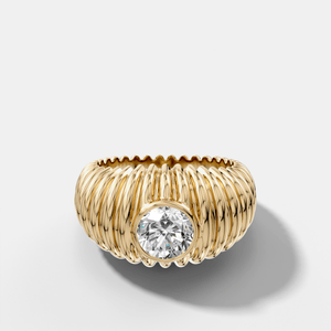 Accordion Cigar Band with a Round Cut Diamond