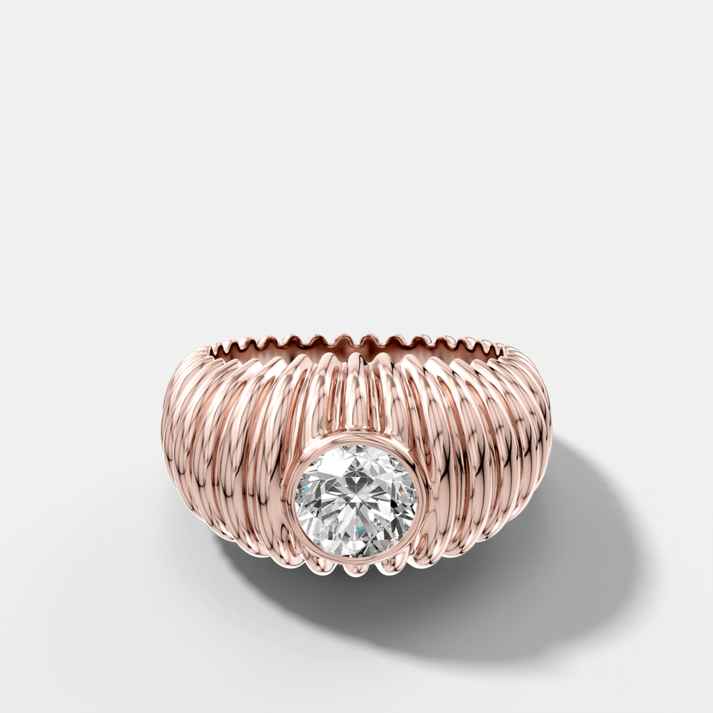 Accordion Cigar Band with a Round Cut Diamond