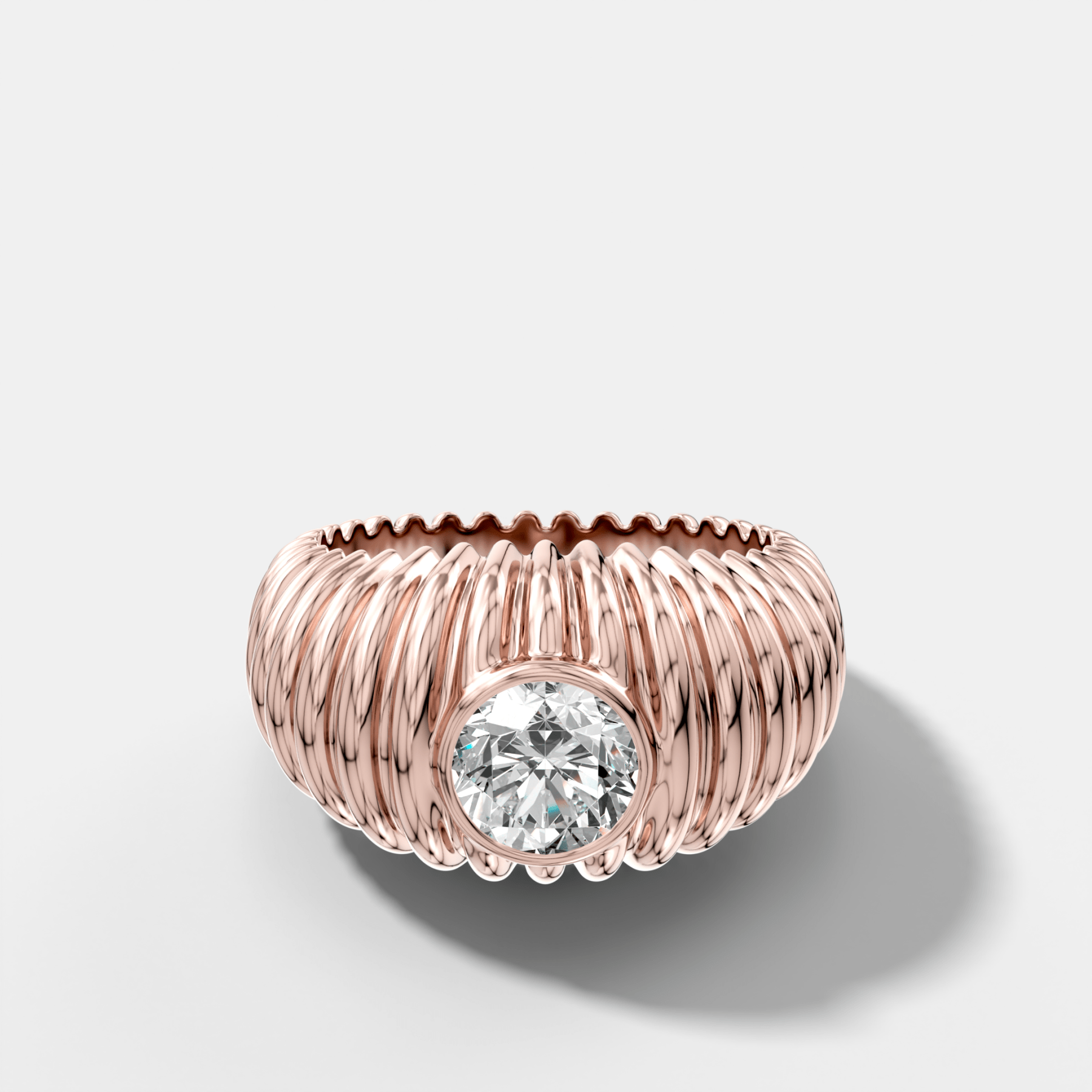 Accordion Cigar Band with a Round Cut Diamond