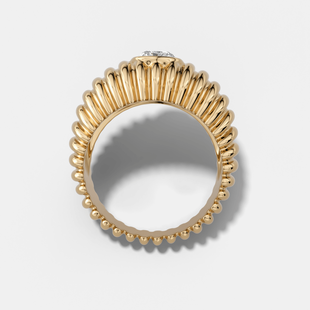 Accordion Cigar Band with a Round Cut Diamond
