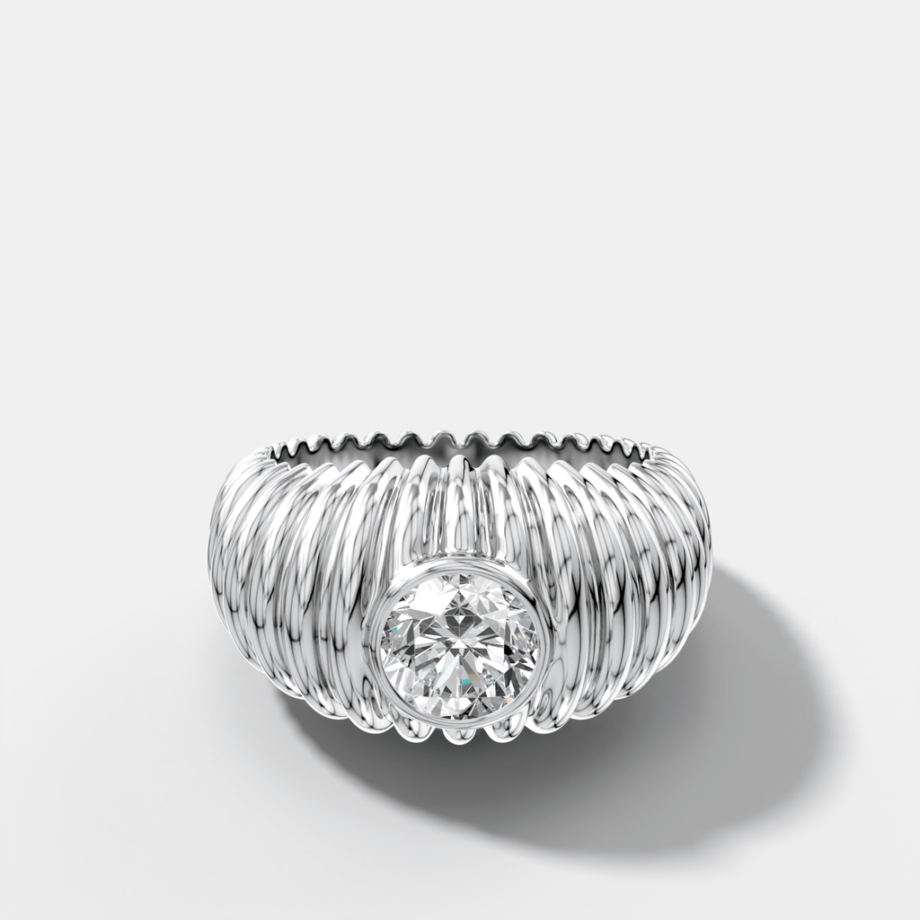 Accordion Cigar Band with a Round Cut Diamond
