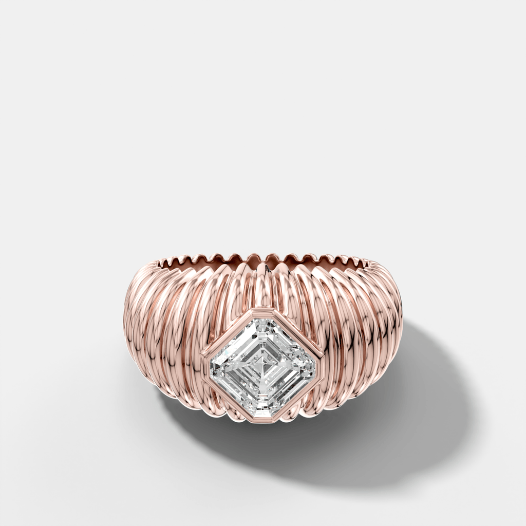 Accordion Cigar Band with an Asscher Cut Diamond