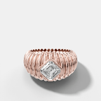 Accordion Cigar Band with an Asscher Cut Diamond