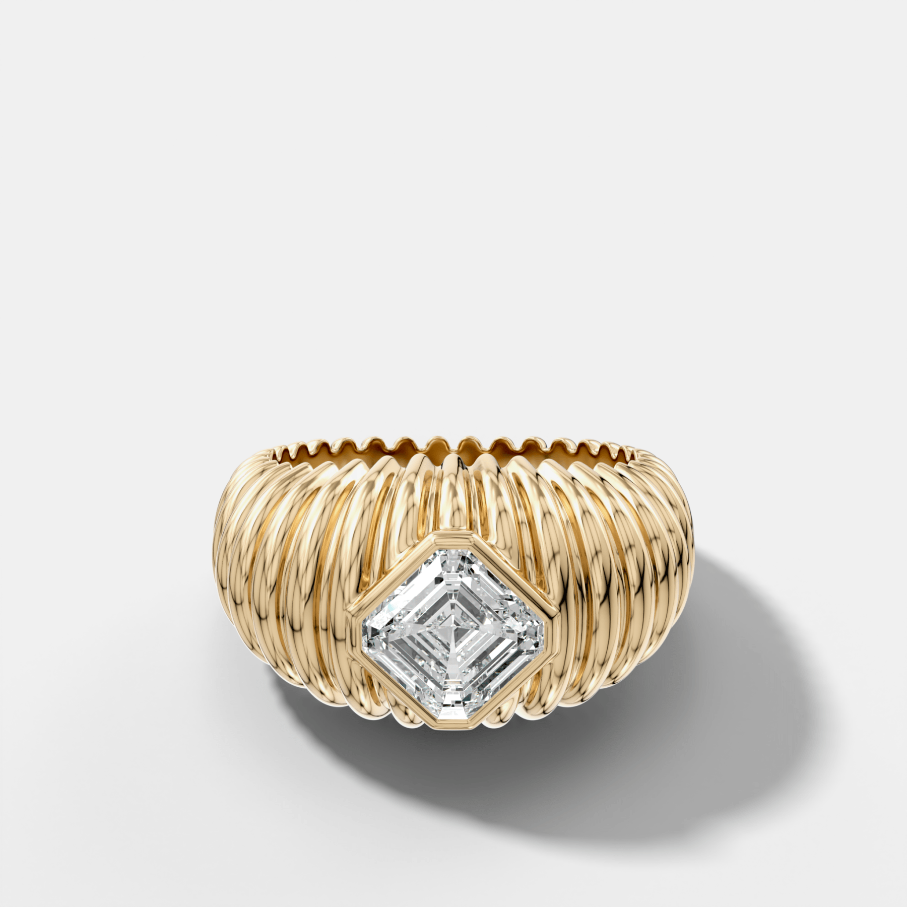 Accordion Cigar Band with an Asscher Cut Diamond Main image