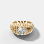 Accordion Cigar Band with an Asscher Cut Diamond