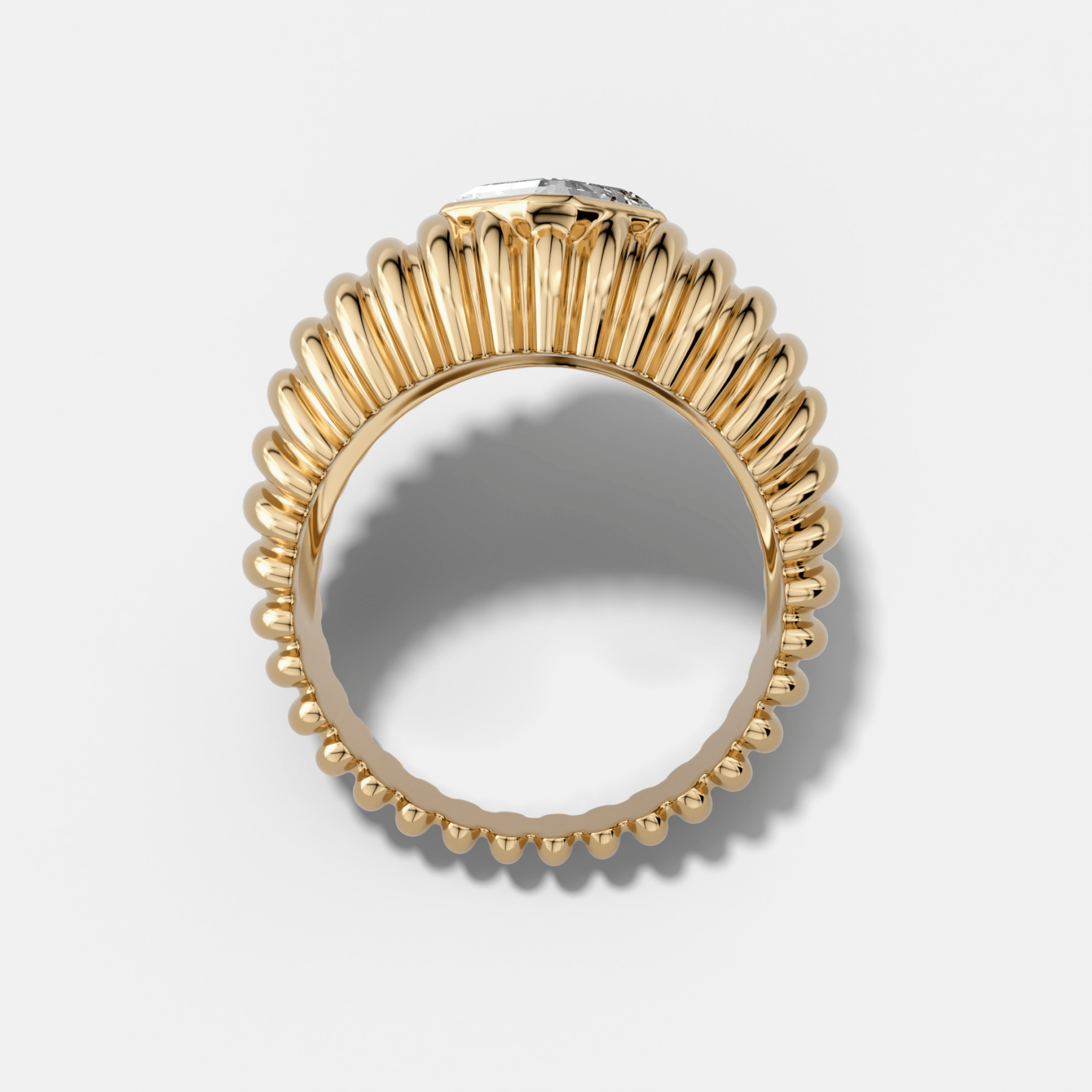 Accordion Cigar Band with an Asscher Cut Diamond Secondary image