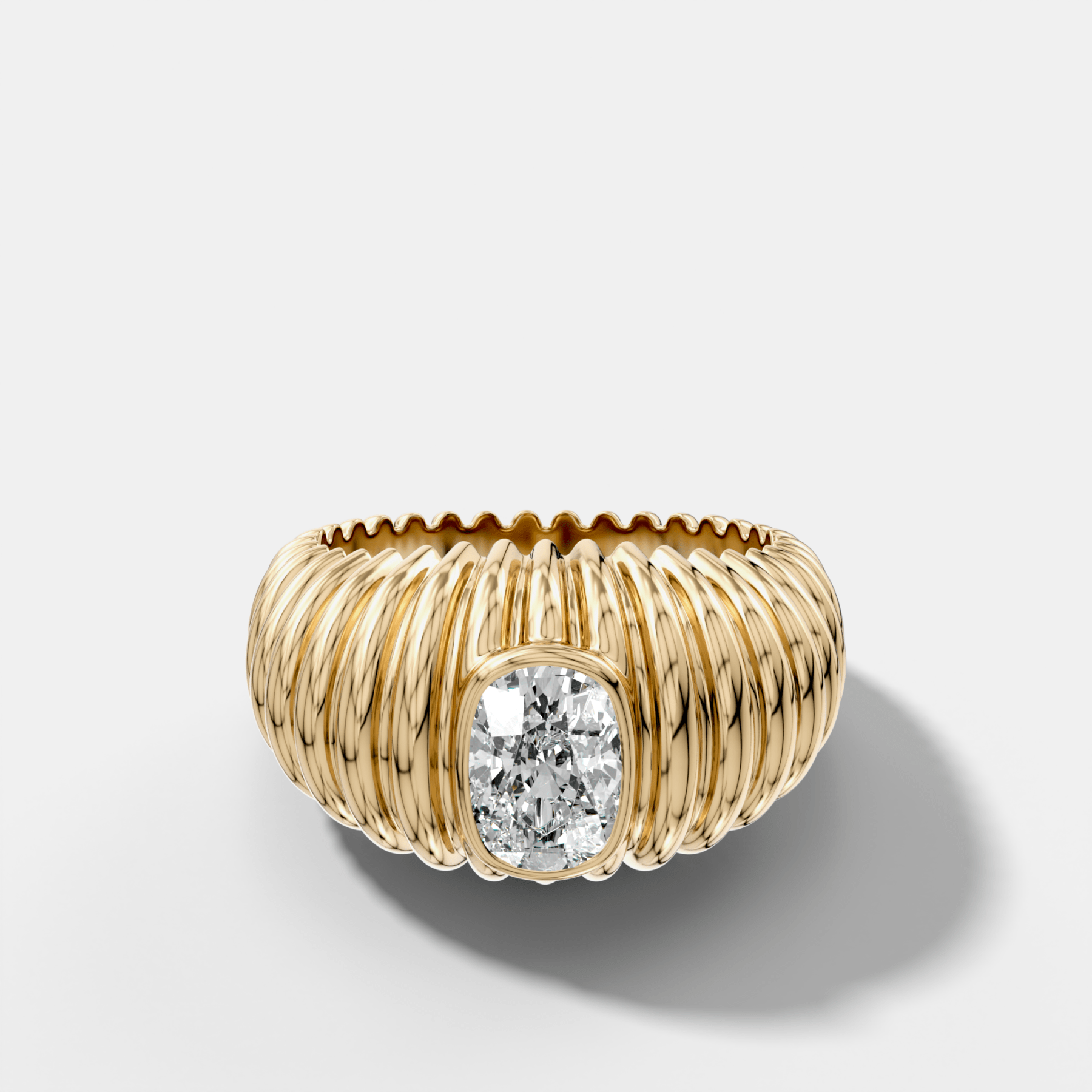 Accordion Cigar Band with an Elongated Cushion Cut Diamond Main image