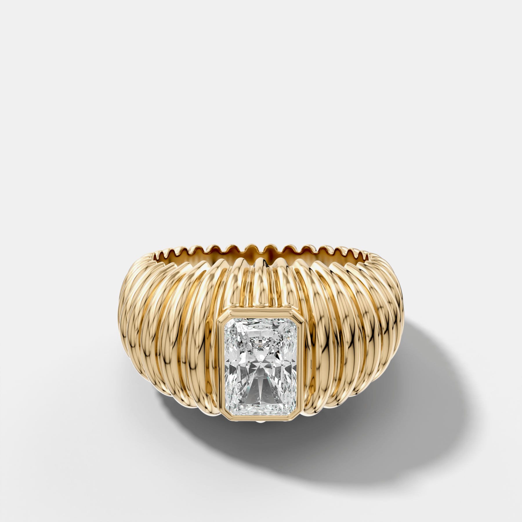 Accordion Cigar Band with an Elongated Radiant Cut Diamond Main image