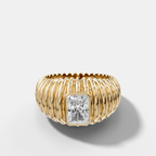 Accordion Cigar Band with an Elongated Radiant Cut Diamond