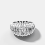 Accordion Cigar Band with an Elongated Radiant Cut Diamond