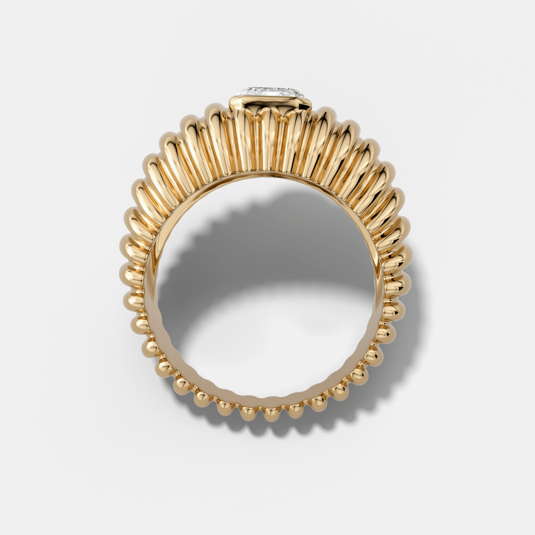 Accordion Cigar Band with an Emerald Cut Diamond Secondary image