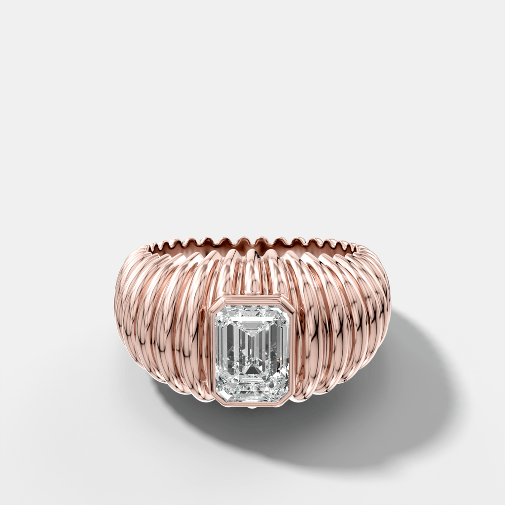 Accordion Cigar Band with an Emerald Cut Diamond