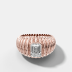 Accordion Cigar Band with an Emerald Cut Diamond