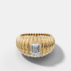 Accordion Cigar Band with an Emerald Cut Diamond