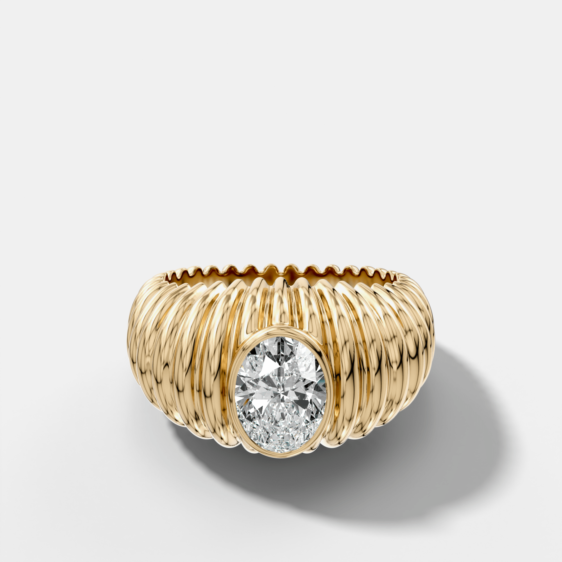 Accordion Cigar Band with an Oval Cut Diamond Main image