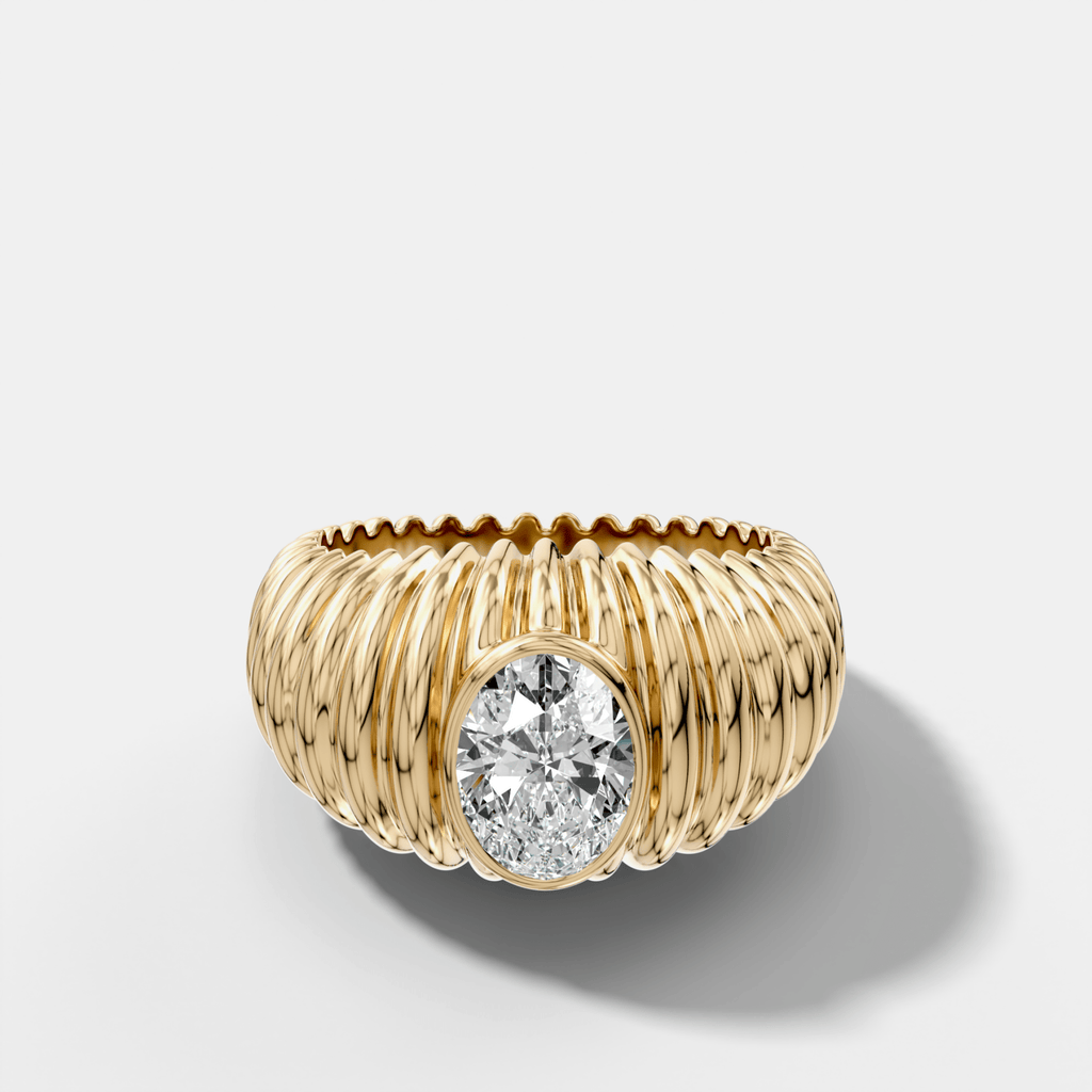 Accordion Cigar Band with an Oval Cut Diamond