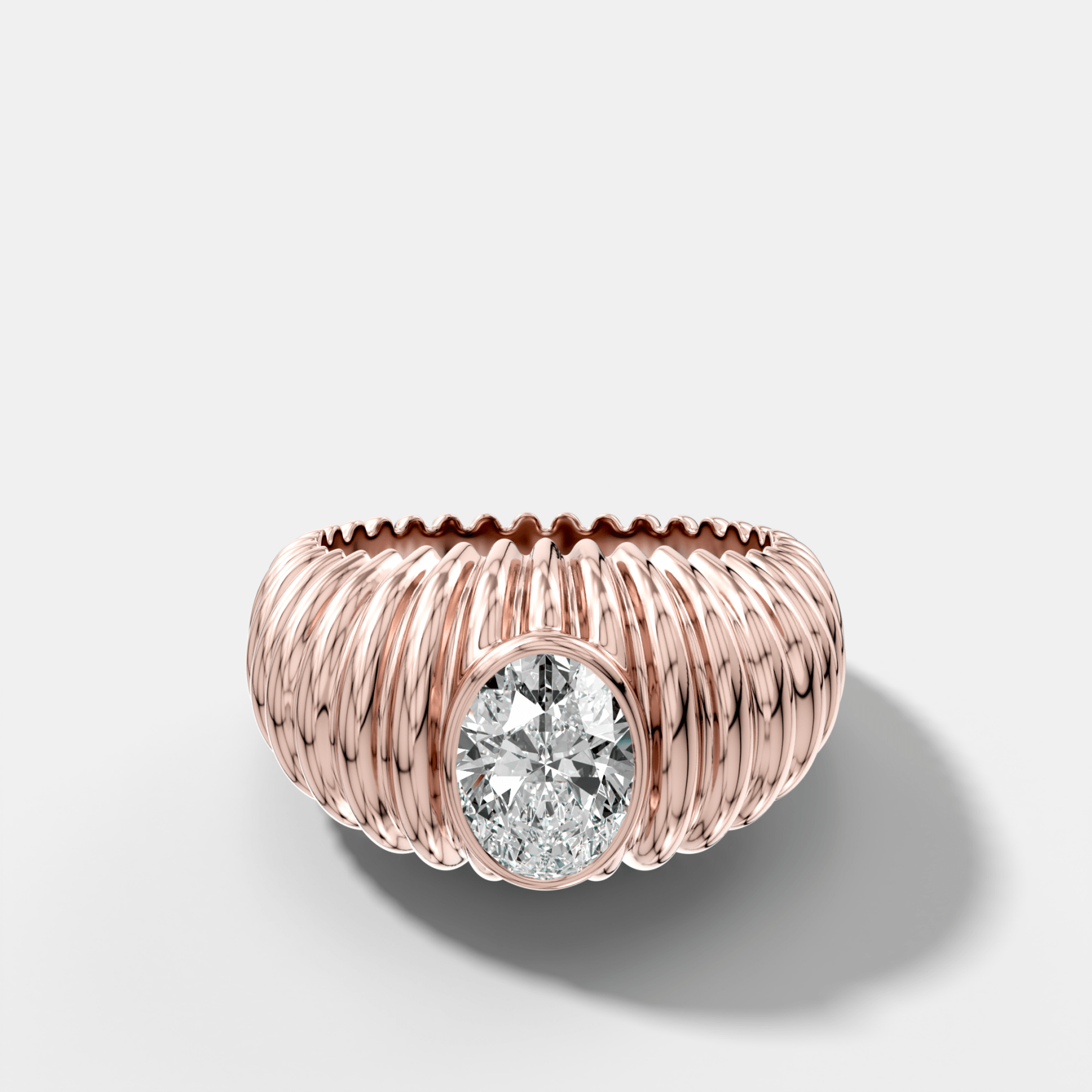 Accordion Cigar Band with an Oval Cut Diamond