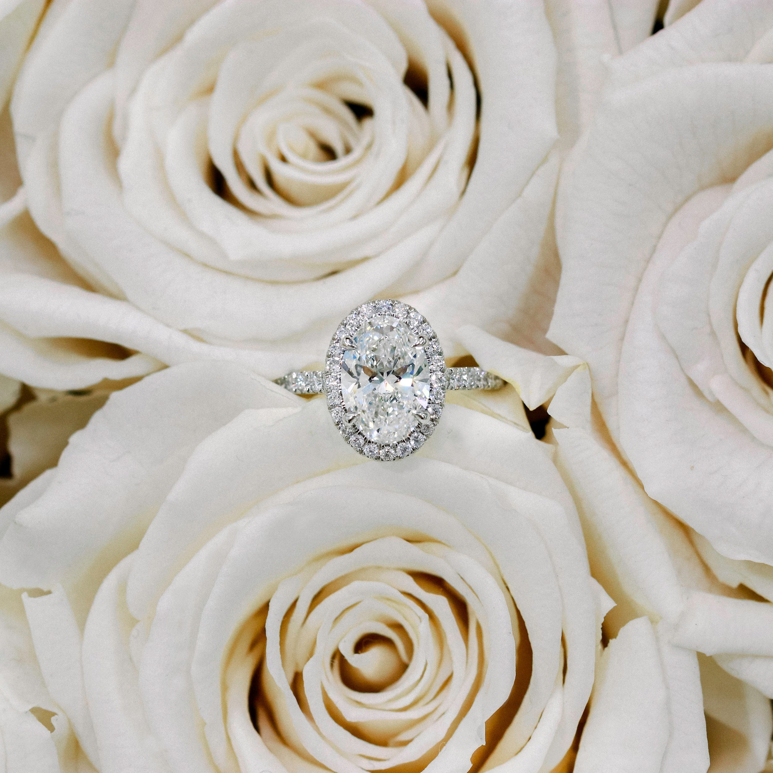 2.15 CT Oval Moissanite Halo Setting Engagement Ring