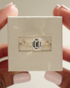 1.50-3.50 CT Emerald Cut Lab Grown Diamond Pave Setting Engagement Ring