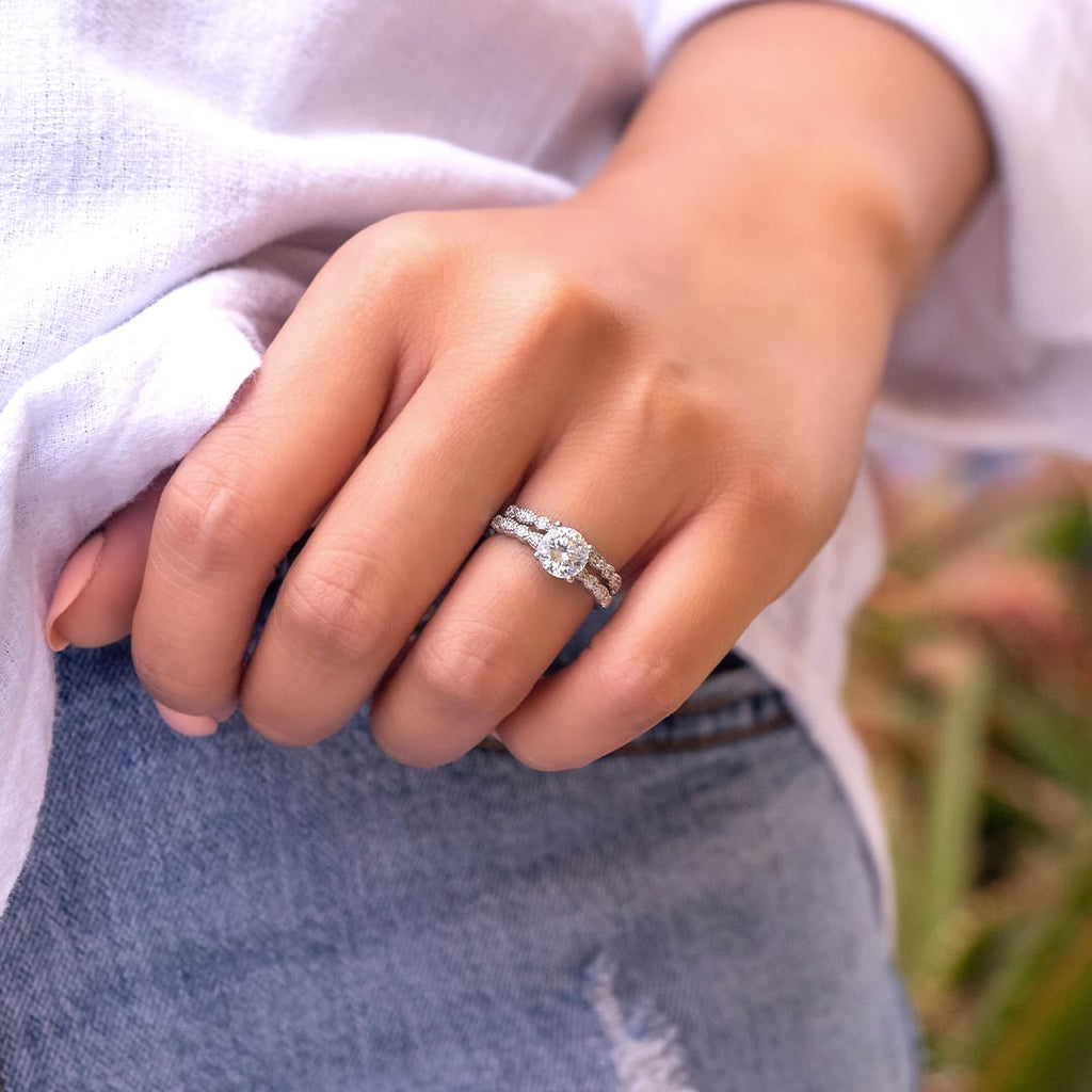 0.16 TCW Round Milgrain Style Moissanite Wedding Band