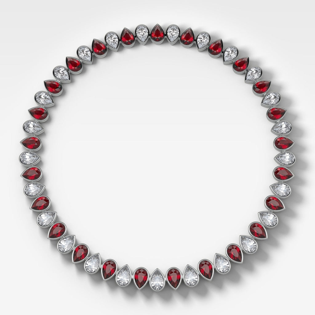 Alternating Full Bezel Pear Ruby Diamond Choker Necklace
