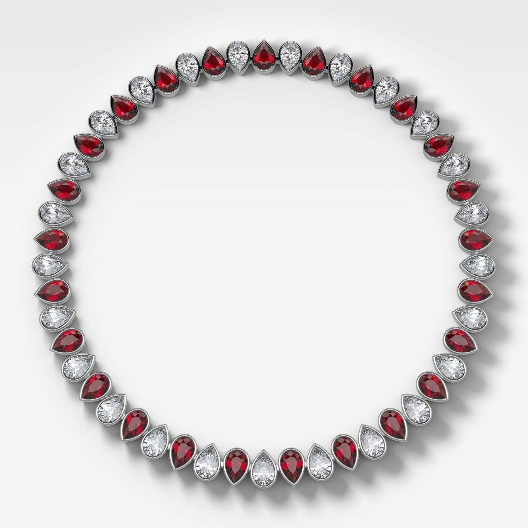 Alternating Full Bezel Pear Ruby Diamond Choker Necklace