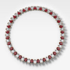 Alternating Half Bezel Pear Ruby Diamond Choker Necklace