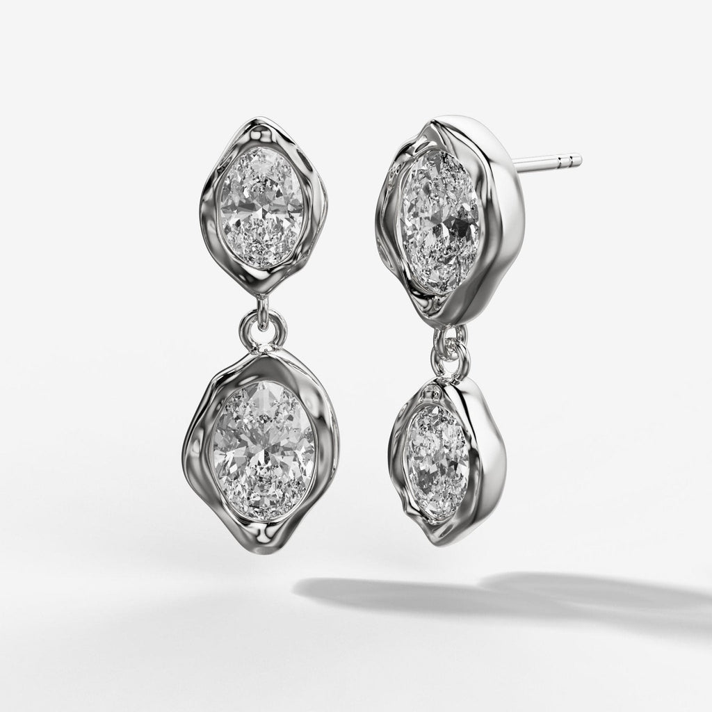 Alternating Oval Molten Bezel Drop Earrings
