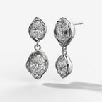 Alternating Oval Molten Bezel Drop Earrings