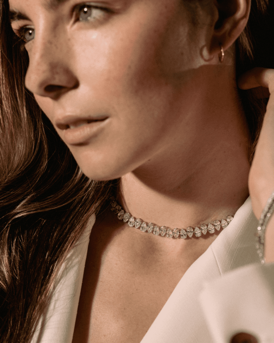 Alternating Pear Diamond Choker Necklace