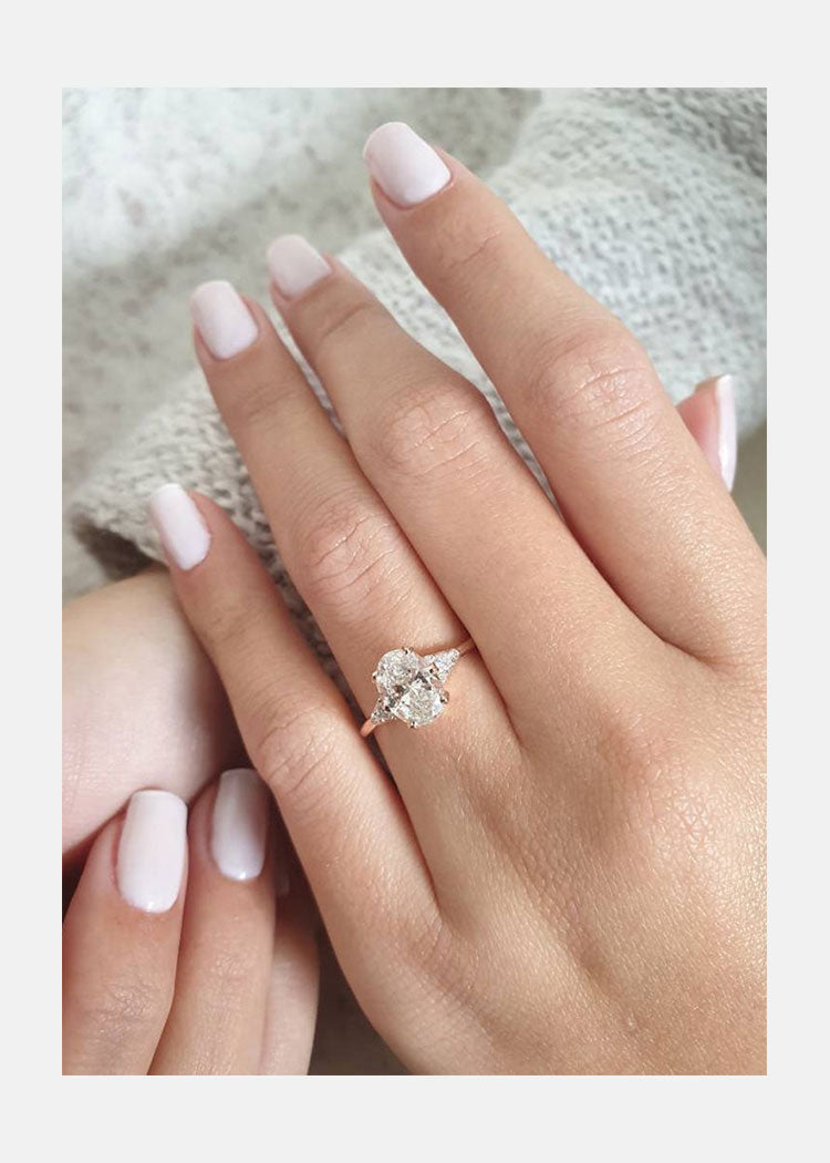 1.50 CT Oval Cut Cluster Style Moissanite Engagement Ring
