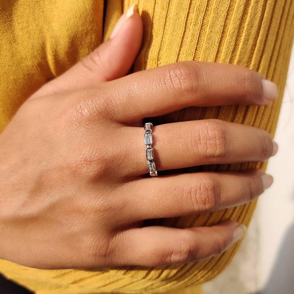Full Eternity Moissanite Baguette Band