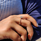 Pear Shaped Engagement Ring in Round Cut Pave Band