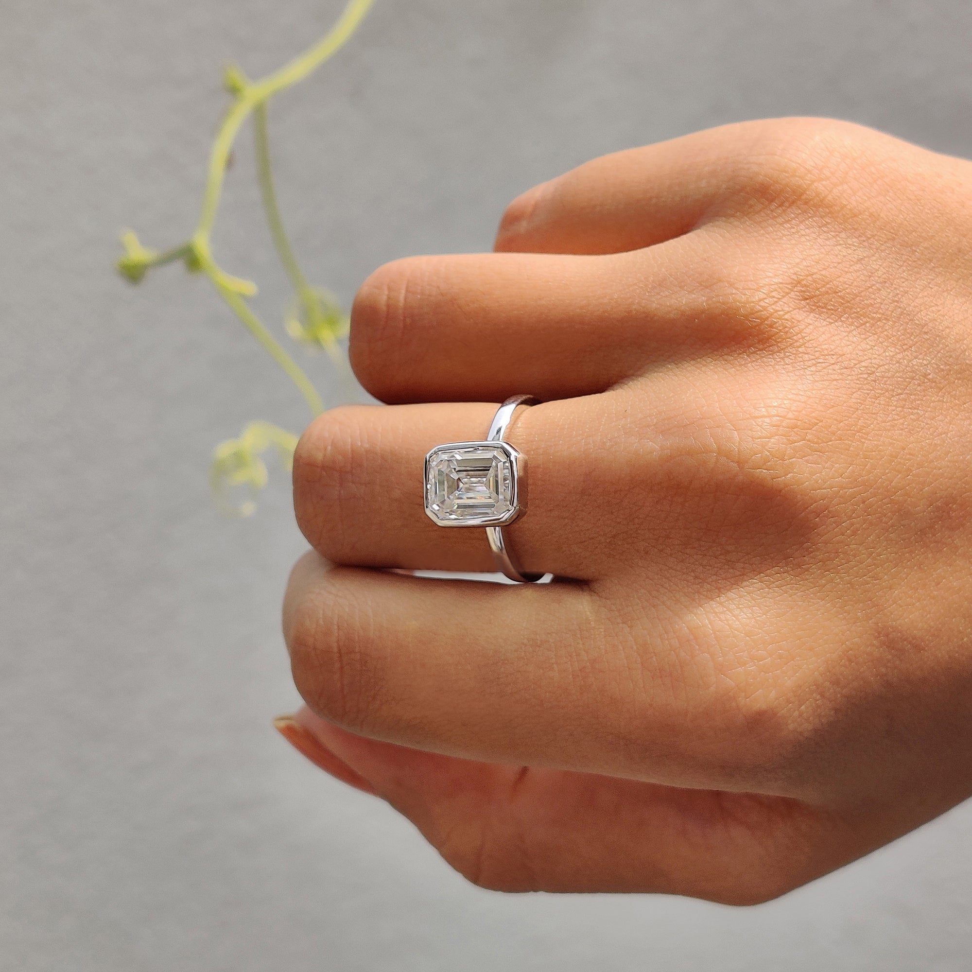 Emerald Engagement Ring With Bezel Setting Secondary image