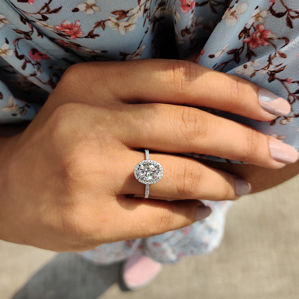 Oval Hidden Halo Engagement Ring – Pave Setting