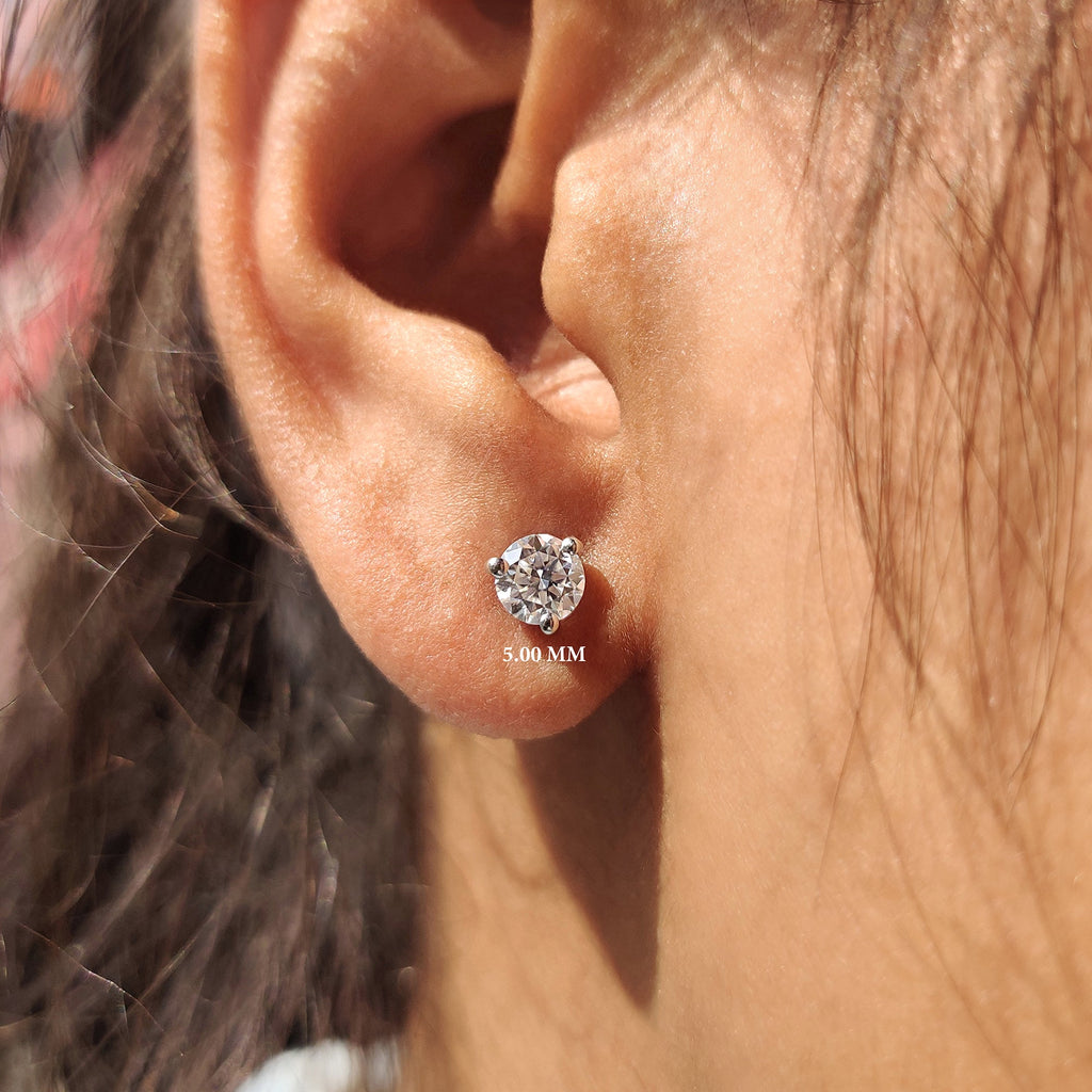 Round Cut Moissanite Stud Earrings