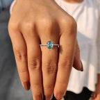 Cyan Blue Pear Shaped Moissanite Ring