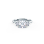 1.0 CT Asscher & Emerald Three Stone Moissanite Engagement Ring