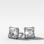 Asscher Cut Double Point Prong Diamond Studs