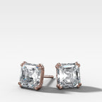 Asscher Cut Double Point Prong Diamond Studs