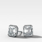 Asscher Cut Half Bezel Diamond Studs