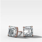 Asscher Cut Single Point Prong Diamond Studs
