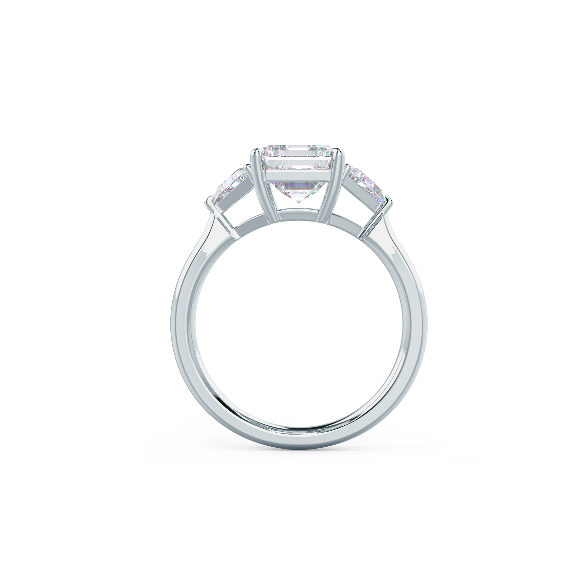 2.0 CT Asscher Cut Moissanite Three Stones Engagement Ring