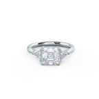 2.0 CT Asscher Cut Moissanite Three Stones Engagement Ring