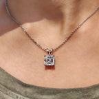 Asscher Cut Moissanite Pendant In Solitaire Style