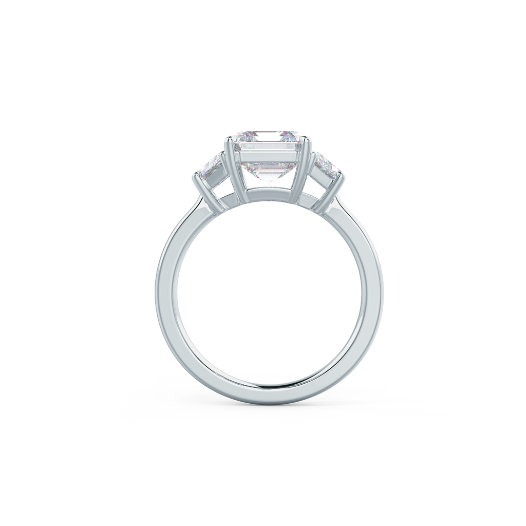2.0 CT Asscher Cut Moissanite Three Stones Engagement Ring