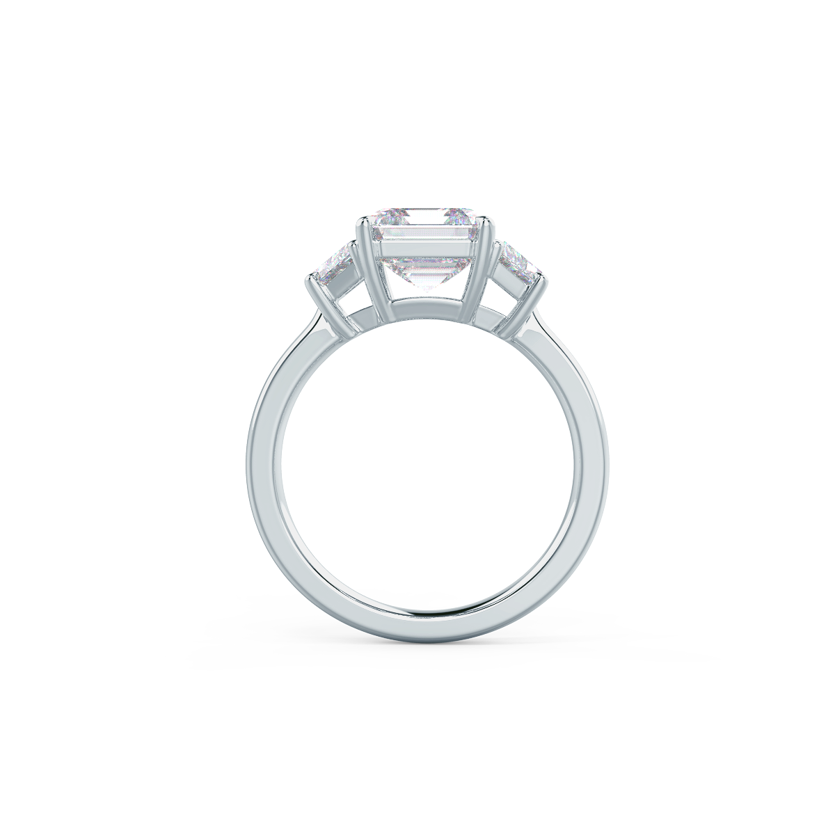 2.0 CT Asscher Cut Moissanite Three Stones Engagement Ring