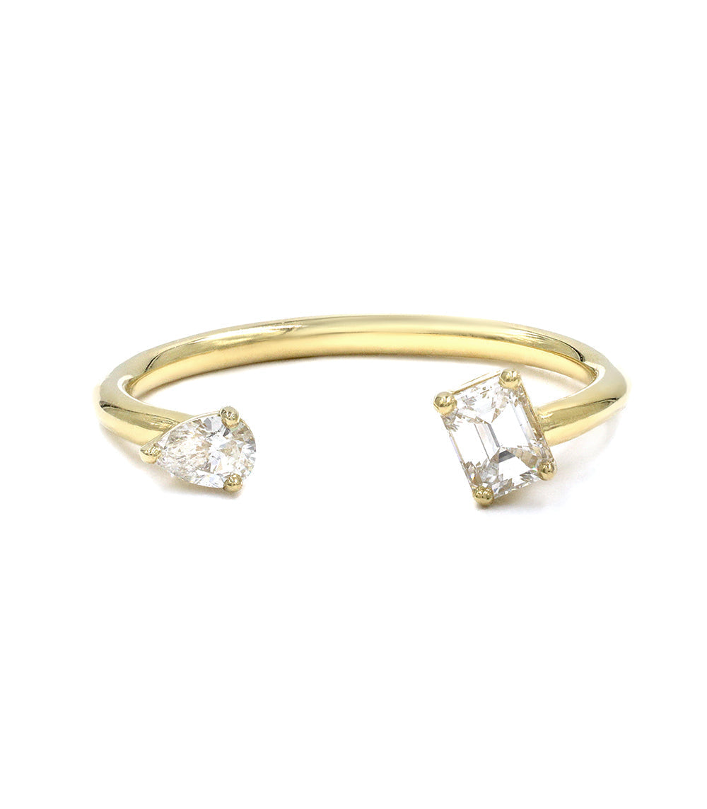 O.35CTW Pear and Emerald  Cut Moissanite Unique Wedding Band